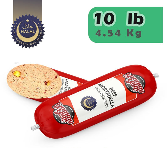YummyYum-Kalbas Beef Mortadella with Pistachios-Halal-10 Lb 4.54 Kg